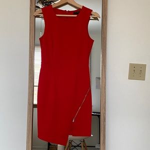 Red body con Banana Republic dress uneven hem